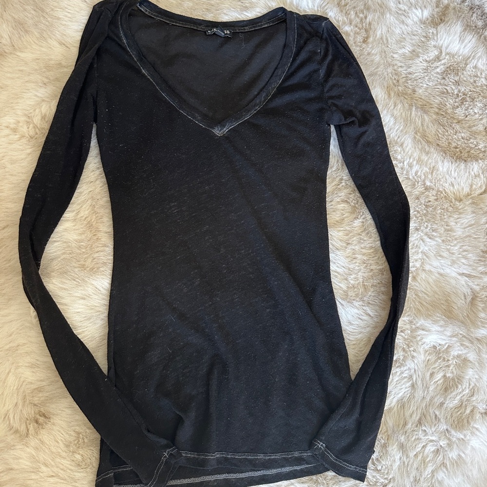 *REMOVING JUNE 30th* Sheer Black V-Neck Long Sleeve Top